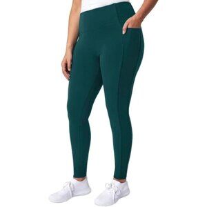 NEW Mondetta Women's L High-Rise Ribbed Panel Legging Teal Pockets G1765